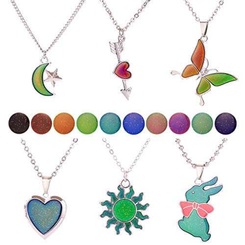 jiheousty 6 Estilos Mariposa corazón Conejo Sol Luna Color Cambio con Temperatura...