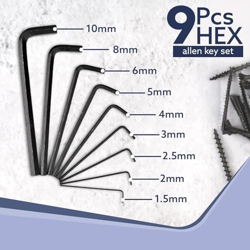 Image of Allen Key Set, AllenKeySet Tools Kit, 9pc Hex AllenKeySet In Plastic Box Packet Size AllenKeySetAllenKeys