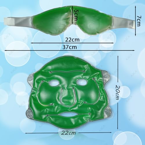 Image of Aqua Ice Face & Eye Cooling Gel Mask and Aloe Vera Gel Mask Ice Pack for Face and Eye Patches Remove Dark Circles, Fatigue Cool Eyes Patch Pads Eye Care | Facial Skin Refresh Face Mask for Hot & Cold Therapy (Small Aloe Face Mask, Green Eye Mask)