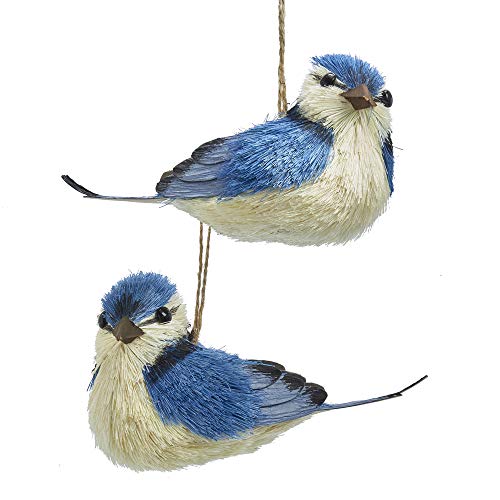 Blue Sisal Birds Kurt Adler figurines décoratives oiseau bleu