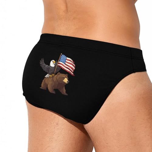 USA Bald Ea-gles Bear Mens Swim Briefs Quick Dry Swim Trunk Bikini Underwear Swimsuit3