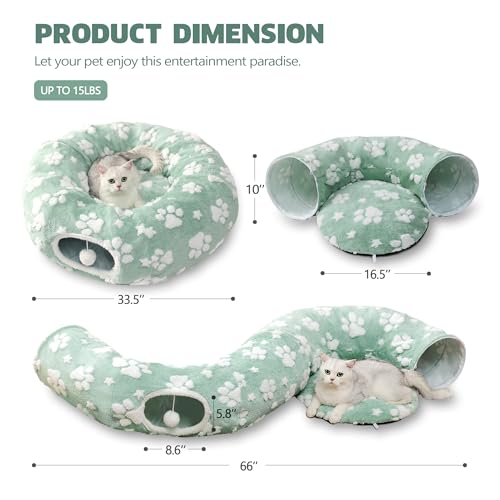 Image of Cute Round Cat Tunnel for Indoor Cats, Green