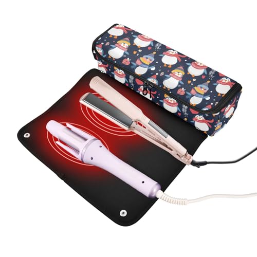 Bolsa organizadora para herramientas de cabello resistentes al calor con diseño Marble Cartoon Animals para viajes miniatura 2