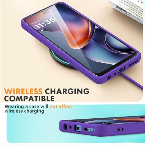 Image of DIZORO Microfiber Candy Case for Motorola Edge 60 Pro 5G Smooth Touch Cushion Liquid Soft Silicone Gel Rubber Phone Cases Non-Slip Full Body Protective Shockproof Back Cover - Violet