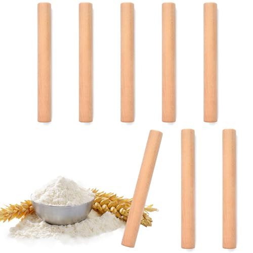 CTForest 8 Piezas Rodillo de Madera de Haya para Pizza, Fondant, Pasteles, Galletas, Pasta, Cocinar y Hornear