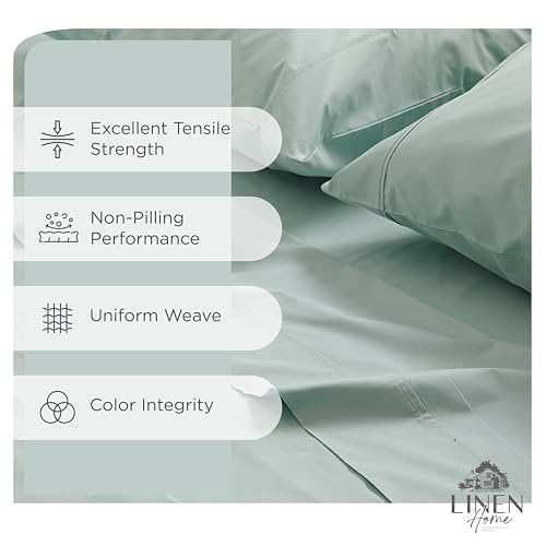 Image of Linen Home 2-Pack Queen Sheet Set, 100% Cotton Percale Bedding, 8-Piece Value Bundle, Deep Pocket Cooling Bed Sheets for Hot Sleepers, Breathable & Crisp Hotel Quality, Long-Staple Cotton, Pastel Turk