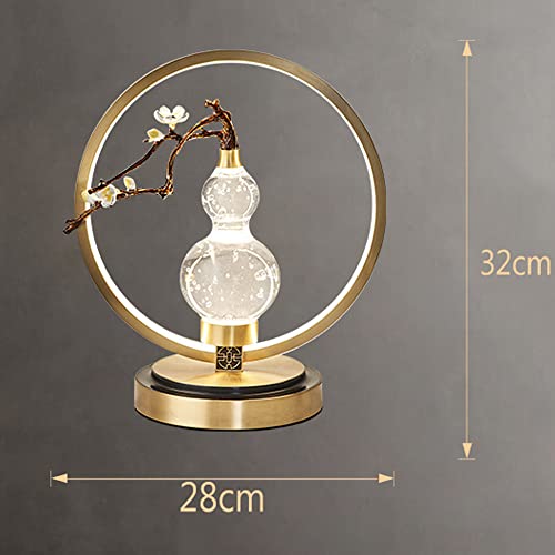 SDFDSSR Chinese Creative Bedroom Bedside Lamp Creative Crystal Gourd Table Lamp Large Oriental Copper Table Lamp For Tea Room Office Desk Nightstand Table Lamp steampunk buy now online