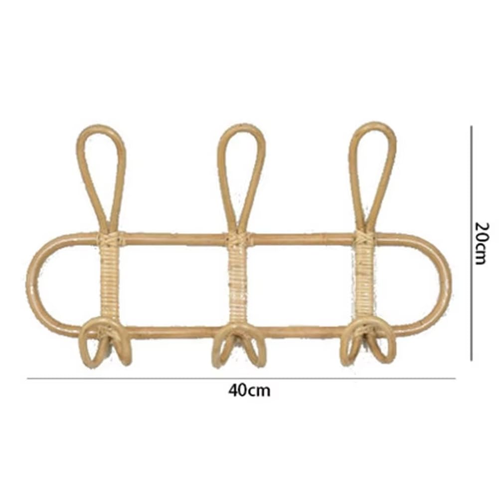 Crochets Muraux en Rotin - Cintre Décoratif pour Chambre d'enfant, Organisateur de Vêtements et de Chapeaux, Support de Rangement Suspendu pour Vêtements d'enfants A