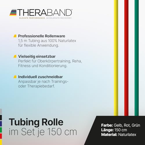 TheraBand Tubings 3 x 1,50m | Home Workout Resistance Bands Set – Ansicht 3