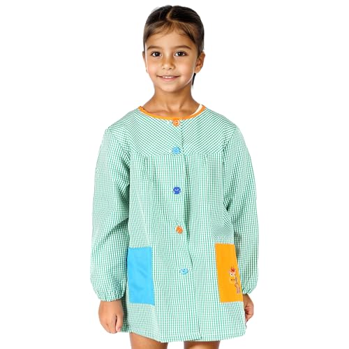 Etrexonline Bata Escolar Unisex para Niños y Niñas - Uniforme Infantil para Guardería y Colegio con Botones, Duradero y Cómodo - Verde, 9-10 años (Talla 10)