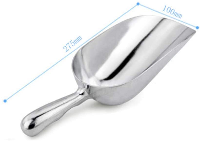 Pala para hielo de acero inoxidable, pala para caramelos, pala para hielo, pala para basura seca, pala para productos secos, pala para especias, plateada 30,5 x 12 cm (12 x 5 pulgadas) (plata 27,5 x