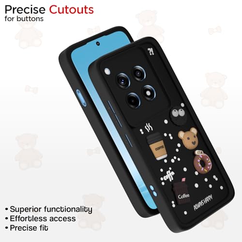 Image of Outlouders Back Cover for OnePlus 12R 5G | 3D Cartoon Cute Fun Bear | Silicone Full Body Protection Bumper Case (Black)