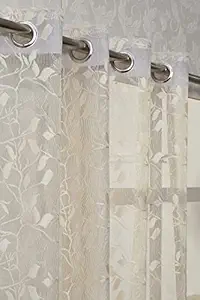 Galaxy Home Decor Premium Sheer Frill Embroidery Floral Transparent Net Curtains for Door 7 Feet, 2 Piece, Cream (Cream, Door 7 Feet (2Pc))