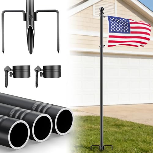 IOEN 10FT Flag Poles In Ground 1.3 Extra Thick Flag Pole for Outside House Heavy Duty Flag Pole Kit for Yard/Garden/Lawn/ (1 Pack Flag Not Included)