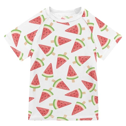 CaTaKu Cute Watermelon Ice Cream Boys Rash Guard Swim Shirts Toddler Quick Dry UPF 50+ Rashguard Short Sleeve 3t