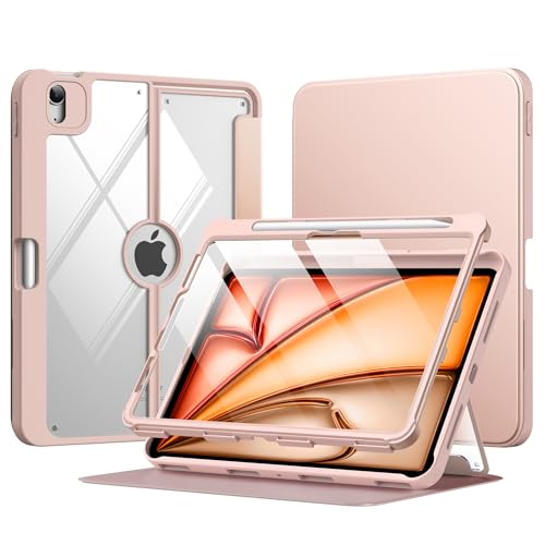 MoKo for iPad Air 11 Inch Case (M4/M3/M2) 2026/2025/2024, iPad Air 5th/4th Gen Case 10.9 Inch 2022/2020 with Pencil Holder, Screen Protector, Lens Protector, Magnetic Multi Angle, Rose Gold