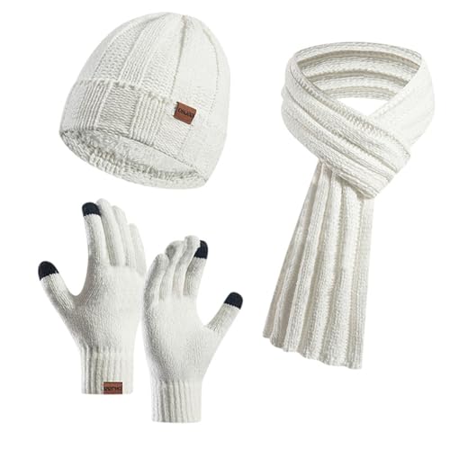 Gants tricotés écharpe chapeau thermiques femme foulards cache-cou hiver