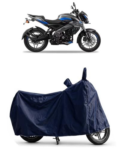 Image of Shield Heavy Duty Bike Cover for Bajaj Pulsar Ns 200 | All-Season, Tear-Proof Fabric | with Side Mirror Pocket & Buckle Belt | Bajaj Pulsar Ns 200 Bike Cover (Blue)