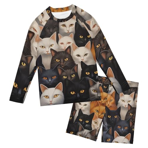 Cat Animal Cute Toddlers and Baby Boys' Swimsuit Trunk and Rashguard Set B0402831