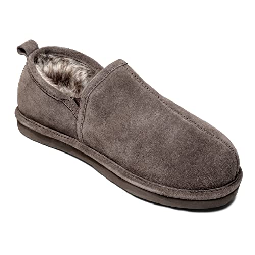 BEARPAW Bear Paws Mens Comfortable Sheepskin Slipper with Supportive Sued Chocolate - 12