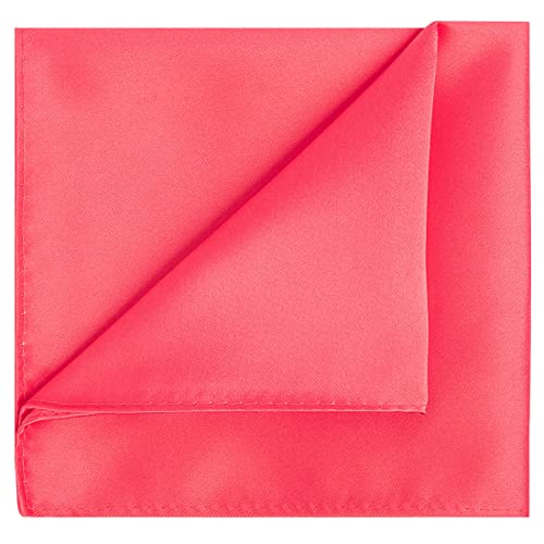 KissTies Coral Reel Mens Pocket Square Satin Watermelon Color Hanky + Gift Box