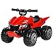 TEOAYEAH Quadri Elettrici per Bambini, 25W, Musica Senza Fili, Mini Quad Elettrico con 6V Batteria, Motore Posteriore su Auto per Bambini, Adesivi Fai da te (Rosso)