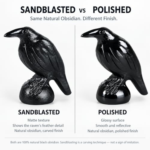 Black Obsidian Raven Statue Healing Crystal Figurine Gift Decor - Image 5
