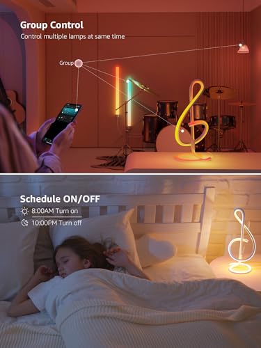 Image of Lepro TB2 AI Smart Table Lamp, RGB Plus IC Addressable LED Lamp Alexa Google Compatible, LightBeats Music Sync, AI Generated Lighting LLM, Modern Spiral Lamp Color Changing, 2.4 GHz WiFi /Bluetooth