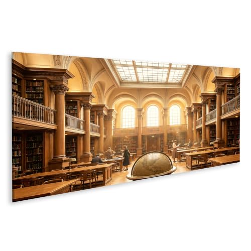 Toile bibliothèque majestueuse et tableau déco salon panorama