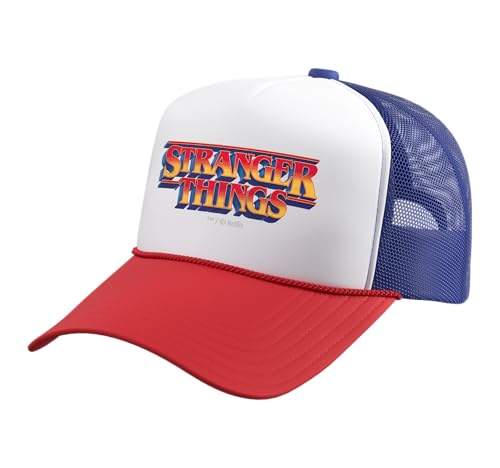 Stranger Things S5 V1 Cult Classics Character Trucker Hat with Adjustable Mesh Back Red/White/Royal Blue