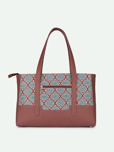 Image of ZOUK Handcrafted Vegan Leather Travel Tote Bag for Women with Multiple Compartments | Spacious Water-Resistant Shoulder Bag for Travel, Vacation, Day Trips |