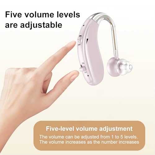 Image of Fastwell F27 Rechargeable Hearing Aids for Adults with Hearing Loss, 360 Degree Rotation Ear Hook, Digital Noise Reduction Ear Machine, Single Ear (Rose Gold)1-Year Warranty