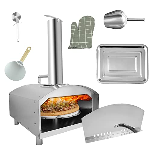 Karpevta Portable Pizza Oven Pizza Ovens with 12 inch Pizza Stone, Pizza Oven Outdoor Stainless Steel Wood Pellet Pizza Oven Portable Wood Pizza Oven Outdoor
