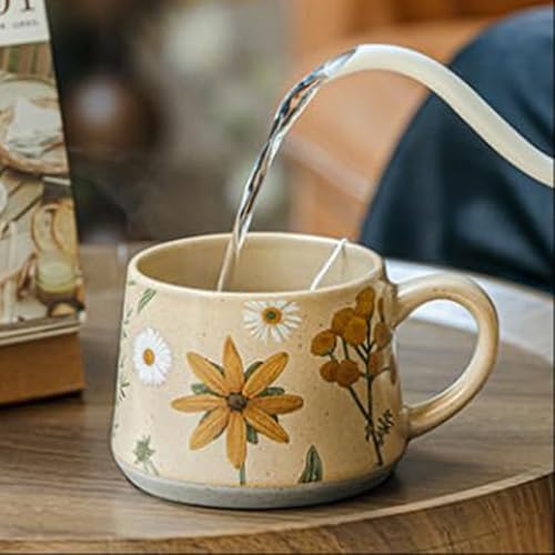 Taza de cerámica para café con diseño floral vintage miniatura 4
