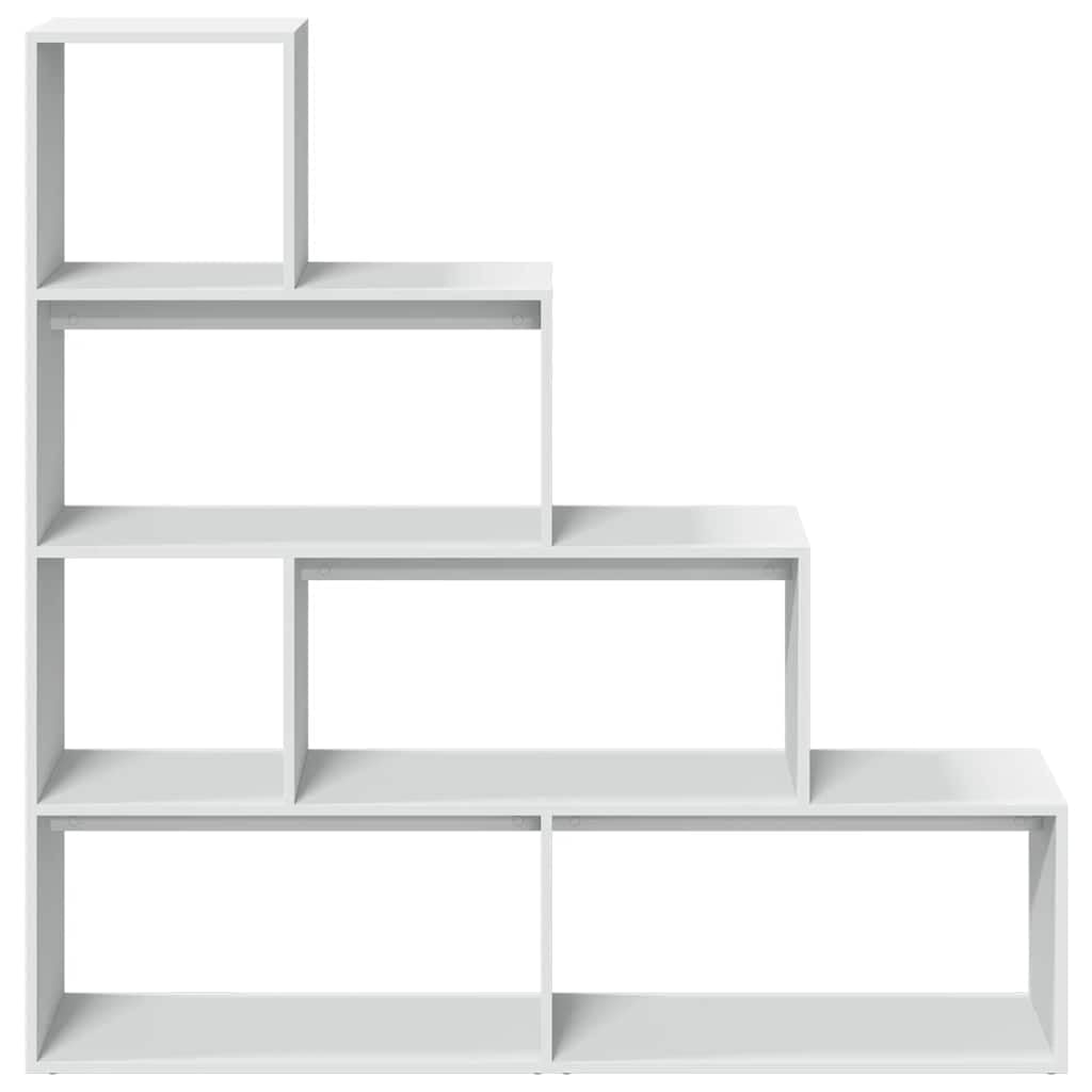 Libreria a 4 ripiani, divisorio, bianco, 143,5 x 29 x 143,5 cm, in legno con molto spazio per libri e decorazioni, utilizzabile come divisorio, facile da pulire