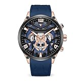 HONKERW orologio Orologio casual multifunzione con quadrante creativo orologio da polso con cinturino in silicone al quarzo sportivo impermeabile regalo da uomo smartwatch(Rose case+blue)