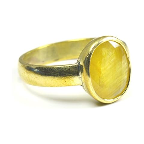 Joyería JewelryOnClick NA Aleación Talla Ovalada Amarillo Zafiro Amarillo Cover