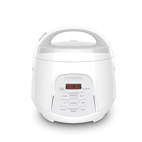 Kitchencook - Cuiseur à Riz 2.2l - Panier Vapeur Intégré - 400w - 4 Menus De Cuisson Automatique - Départ Différé - Blanc