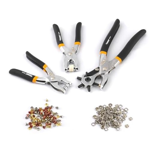 Hoteche Kit De Ferramentas Para Furador De Cinto De Couro 3 Em 1 + Alicate De Ilhós + Conjunto De Ilhós Para Botões De Pressão Para Tecido, Sapatos, Couro, Roupas, Cinto