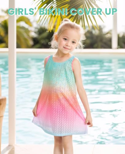 Gogokids Girls Swim Cover Up Beach Dress Coverup Wraps, Kids Sleeveless Mesh Bathing Suit3