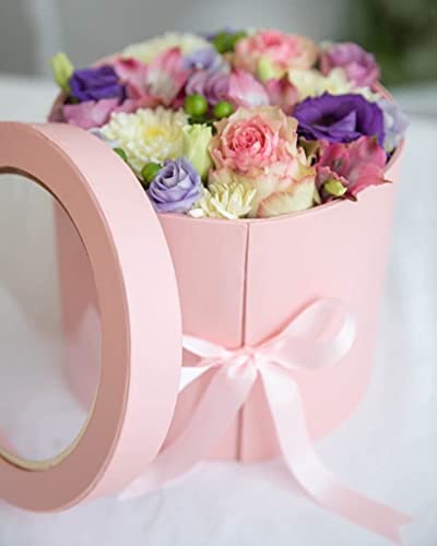 UNIKPACKAGING Premium Quality Round Flower Box, 2 TIER Gift Box with Lid, Size 7.8 dia. x 7 inch for Luxury Style Flower Arrangements (Pink) - Image 5