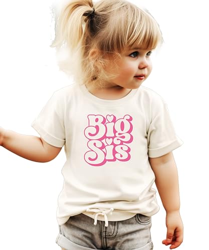 Olive Loves Apple Big Sis & Lil Sis Matching Shirts for Siblings Retro Pink Graphic Tee Sold Individually