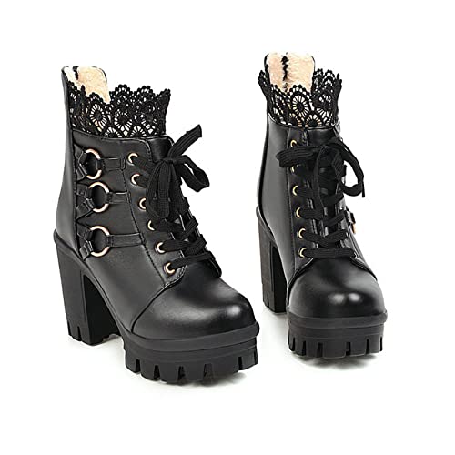 Bottines noires à lacet et talon bloc taille 40 pour femme