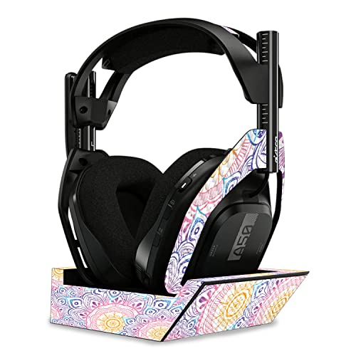 Image of MightySkins Carbon Fiber Skin Compatible with Astro A50 Wireless Headphones + Base Station (Gen 4) - Vibrant Mandala | Protective, Durable Textured Carbon Fiber Finish | Easy to Apply