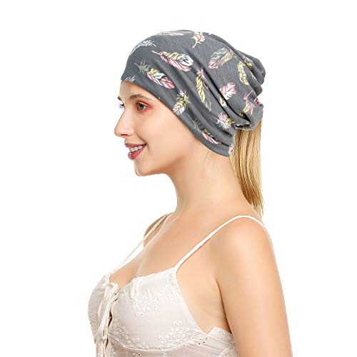 HONENNA Printed Turban Headband Chemo Cap Soft Sleep Beanie (Gray) - Thumbnail 2