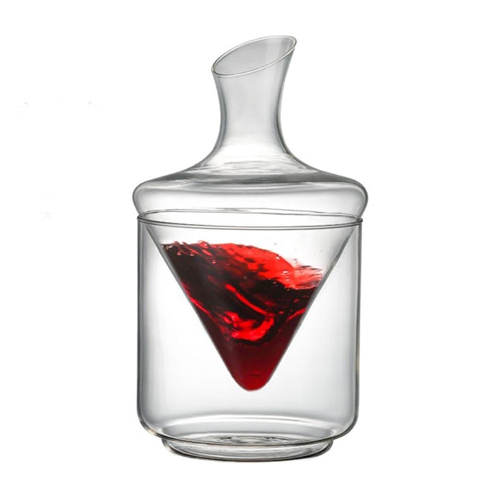 Decantador de Vino Jarra decantadora de vino frío 1000 ml con forma cono y aireador, compartimento for hielo. Ideal for tinto