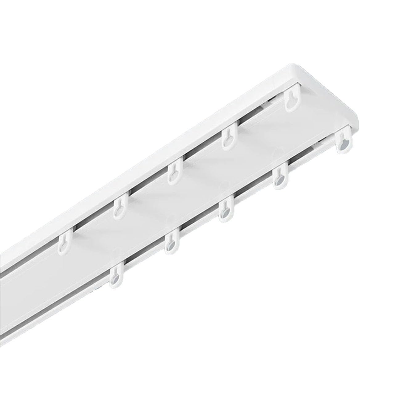 Hiqactlif White Double Ceiling Curtain Track, Heavy Duty Curtain Track Hidden Silent Double Curtain Rail Track, Curtain Tracks And Fittings Suitable For Living Room Bathroom