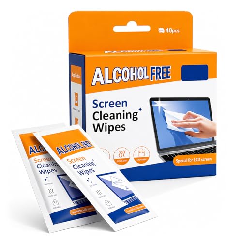 Lens and Screen Cleaning Wipes 40 Pack Pre-Moistened Large Wipes (12x20cm) Anti-Fog & Anti-Static Individual Wrapped for Eyeglasses Phone Monitor TV Laptop Camera Lens - Scratch-Free