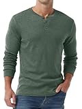 Sailwind Men's Henley Shirts Long Sleeve Casual Classic T-Shirts Button Henley Pullover Tee Green