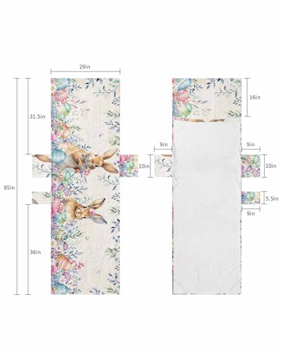 Easter Beach Lounge Chair Towel Cover, Soft Chaise Lounge Towel with Side Pockets Patio Pool Chairs Cover for Beach/Pool Sunbathing 29x85 Farmhouse Bunny Spring Eucalyptus Leaves Floral Eggs